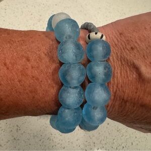Handmade Light Blue Beaded Bracelet Set